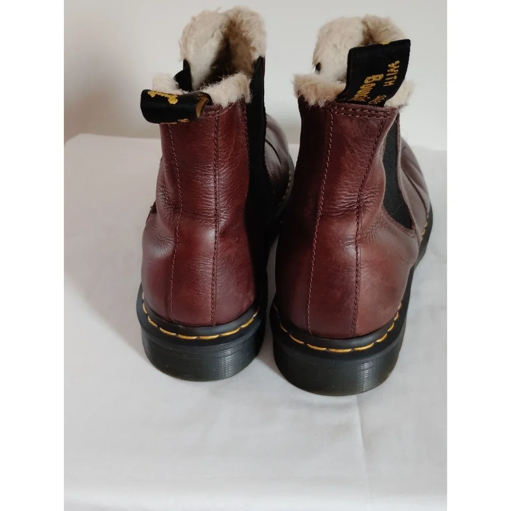 Dr. Martens 2976 FL Fur Lined Dark Brown Leather Chelsea Western Boots Men 12